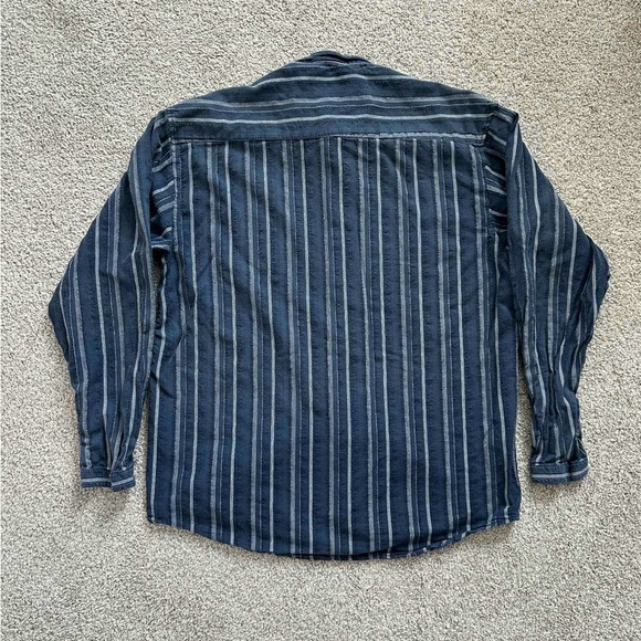 Scully Western Shirt L Blue Striped Star Buttons Vintage Cowboy Style - Picture 2 of 9